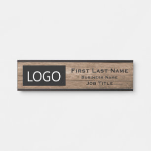 Your Company Logo Office Door Sign Rustic Wood