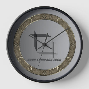 YOUR COMPANY LOGO,personalised,add your text Clock