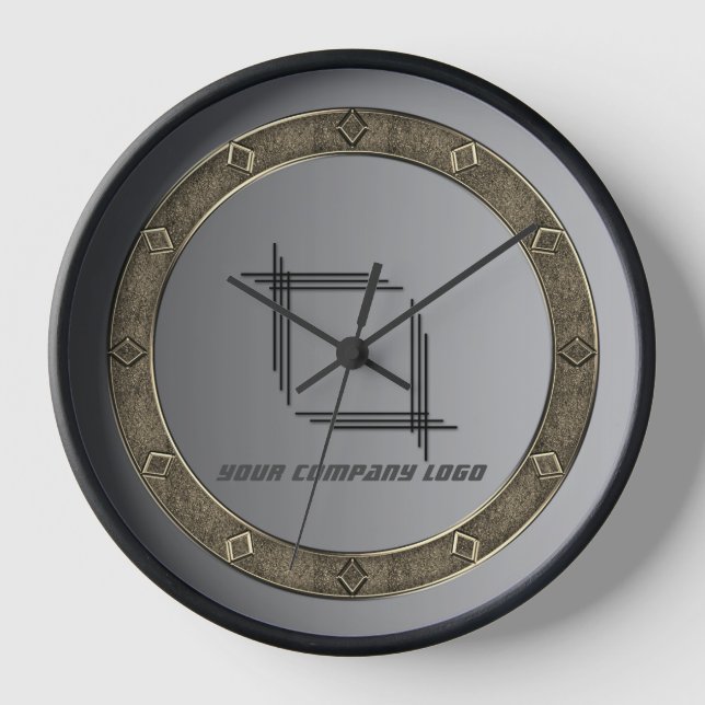 YOUR COMPANY LOGO,personalised,add your text Clock (Front)