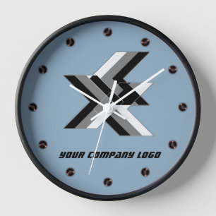 YOUR COMPANY LOGO,personalised,add your text Clock