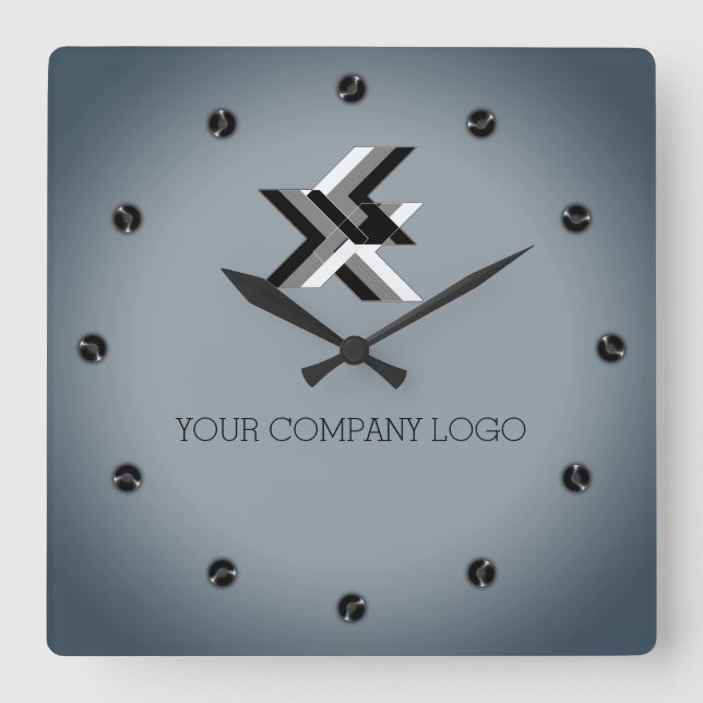 YOUR COMPANY LOGO,personalised,add your text Large Square Wall Clock (Front)
