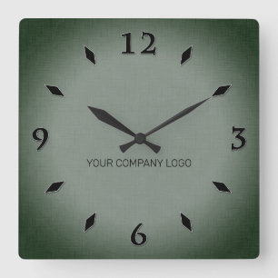 YOUR COMPANY LOGO,personalised,add your text Squar Square Wall Clock