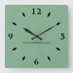 YOUR COMPANY LOGO,personalised,add your text Squar Square Wall Clock