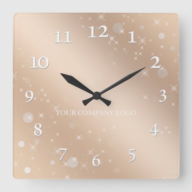 YOUR COMPANY LOGO,personalised,add your text Squar Square Wall Clock (Front)