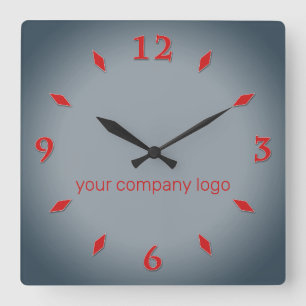 YOUR COMPANY LOGO,personalised,add your text Square Wall Clock