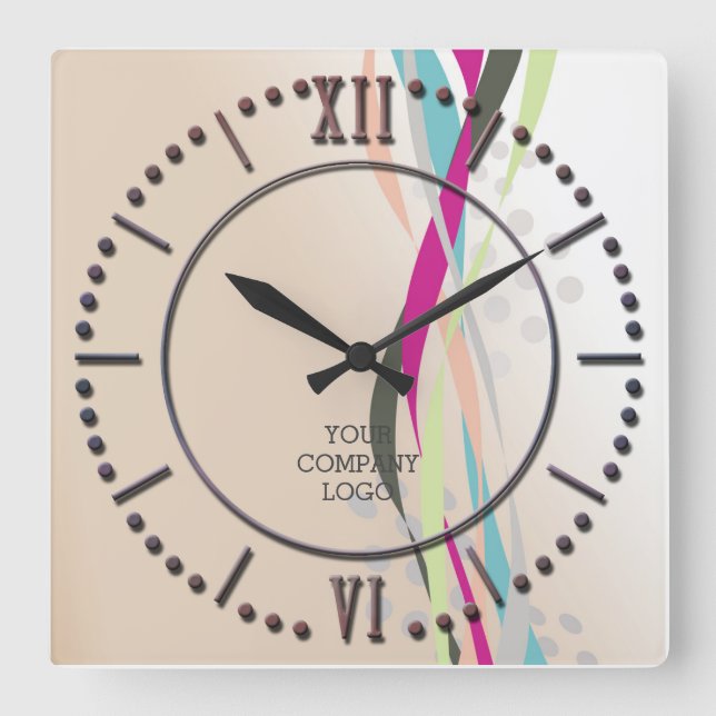 YOUR COMPANY LOGO,personalised Square Wall Clock (Front)