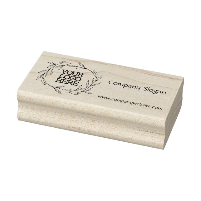 Your Company Logo Slogan Website Leaves Wreath Rubber Stamp (Stamp)