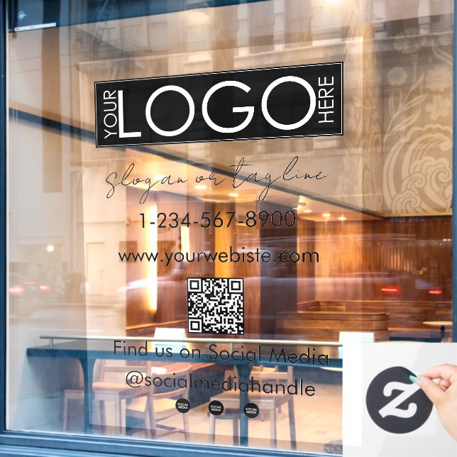 Your Company Logo Storefront QR Code Social Media (Cafe Window)