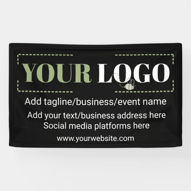 Your Company Logo Template Custom Black Banner (Horizontal)