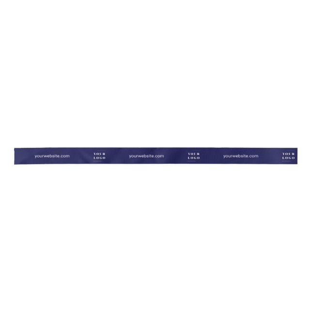 Your Company Logo Template Custom Navy Blue Satin Ribbon (Front)