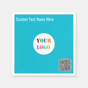 Your Company Logo Text and QR Code Napkins Example