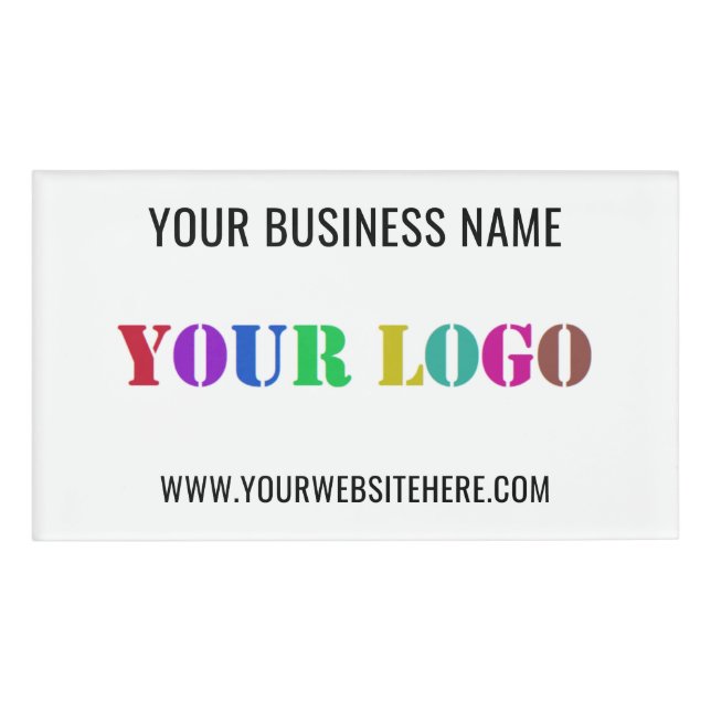 Your Company Logo Text Business Name Tag Example (Front)