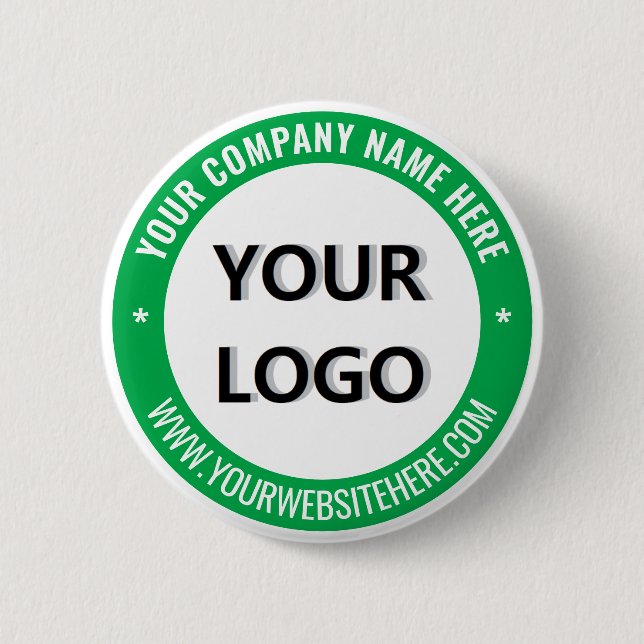 Your Company Logo Text Business Promotional Button (Front)
