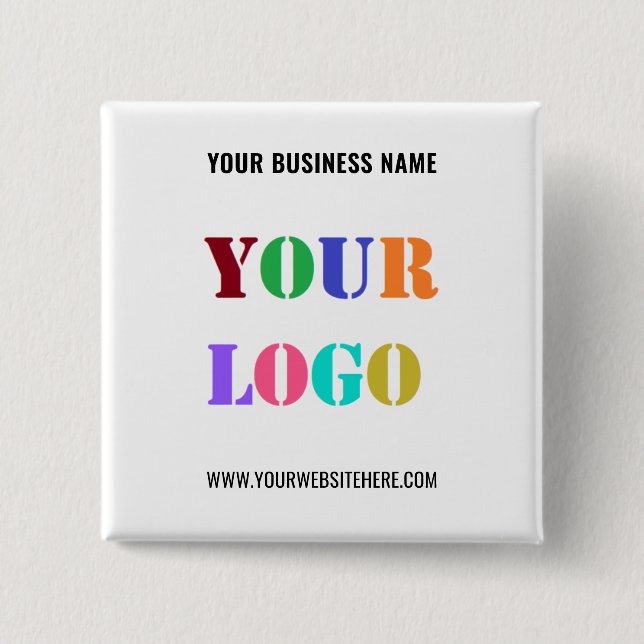 Your Company Logo Text Promotional Business Button (Front)