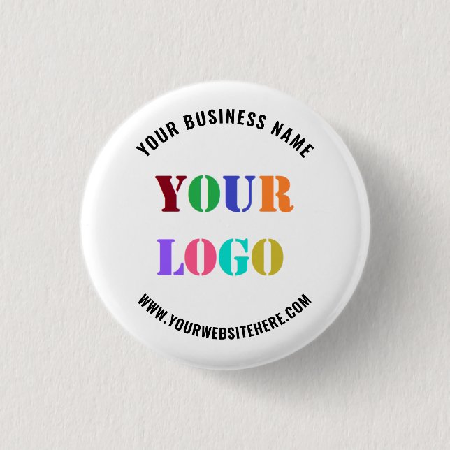 Your Company Logo Text Promotional Business Button (Front)