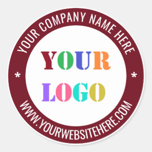 Your Company Logo Text Round Sticker Choose Colour