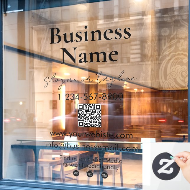 Your Company Name Storefront QR Code Contact Info (Cafe Window)