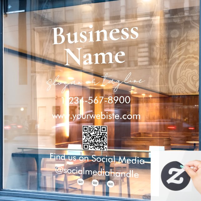 Your Company Name Storefront QR Code Social Media (Cafe Window)