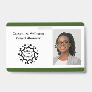 Your Corporate Logo & Headshot Forest Green ID Badge