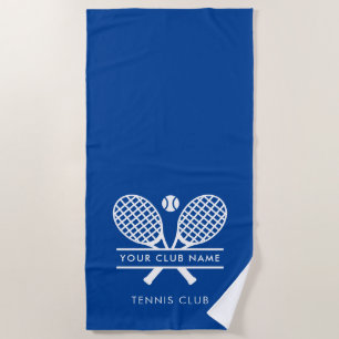 Your Country Club Name Lawn Tennis Team Blue Beach Towel