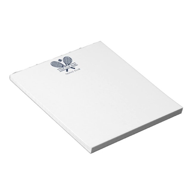 Your Country Club Name Tennis Rackets Motif Custom Notepad (Angled)