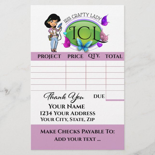Your Crafty Invoice (Front)