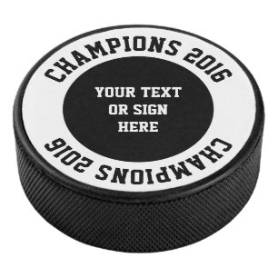 Your Curved & solid Text or sign Hockey Puck