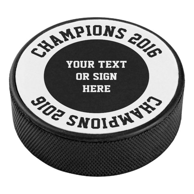 Your Curved & solid Text or sign Hockey Puck (3/4)