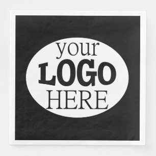Your Custom Business Logo on Black Napkin