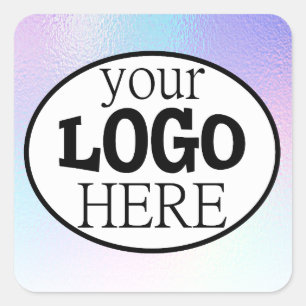 Your Custom Business Logo on Holographic Gradient Square Sticker