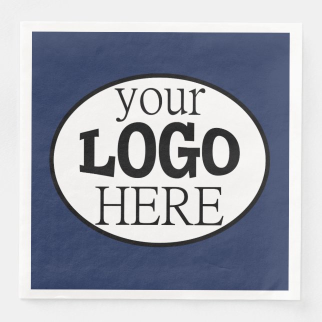 Your Custom Business Logo on Navy Blue Napkin (Front)