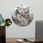 Your Custom Cat Photo Personalised Pet Owner Round Clock<br><div class="desc">Personalise with your own cat's photograph on this custom pet wall clock and customise with their name at the bottom. A beautiful personalised gift for a kitten owner to immortalise their love.</div>