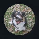 Your Custom Dog Photo Pet Round Clock<br><div class="desc">Personalise with your own dog's photograph on this custom pet wall clock and customise with their name at the bottom. A beautiful personalised gift for a dog or cat owner to immortalise their love.</div>