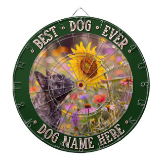 Your Custom Dog Photo & Typography GREEN BORDER Dartboard