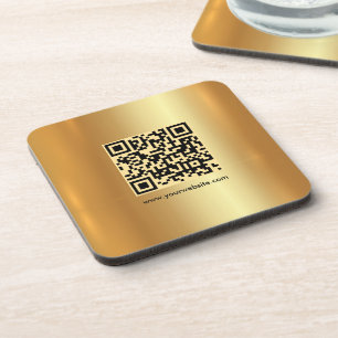 Your Custom Elegant Modern Template QR Code Gold Coaster