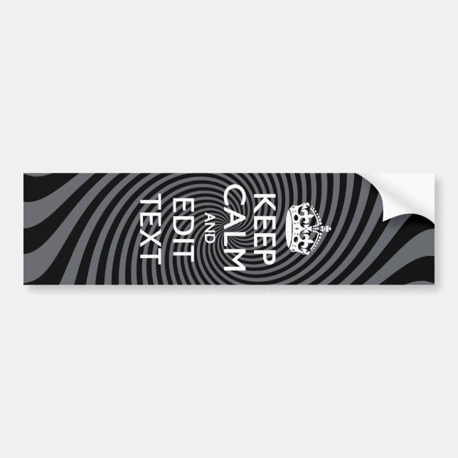 Your Custom Keep Calm Saying on Black Swirl Bumper Sticker (Front)