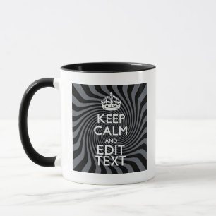 Your Custom Keep Calm Saying on Black Swirl Mug