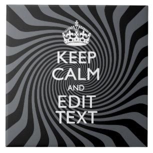 Your Custom Keep Calm Saying on Black Swirl Tile