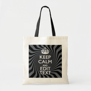 Your Custom Keep Calm Saying on Black Swirl Tote Bag