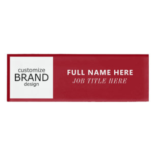 Your Custom Logo Burgundy & White Title Magnetic Name Tag