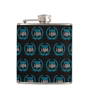 Your Custom Logo Image All Over Patterned Hip Flask