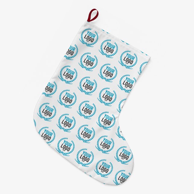 Your Custom Logo | Image All Over Patterned Large Christmas Stocking (Front (Hanging))