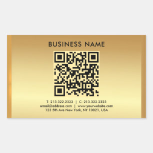 Your Custom Logo Text Gold QR Code Template Rectangular Sticker