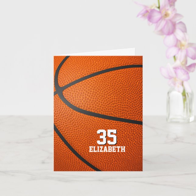 your custom message simple basketball greeting card (Orchid)