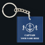 Your Custom Name Or Boat Name With Seahorse Anchor Key Ring<br><div class="desc">Your Custom Name Or Boat Name With Seahorse Anchor Keychain.</div>