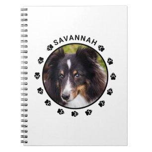 Your Custom Pet Photo With Paws & Text Notebook