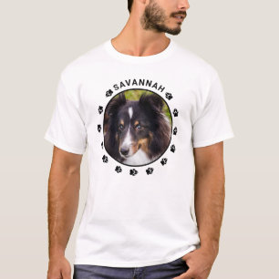 Your Custom Pet Photo With Paws & Text T-Shirt
