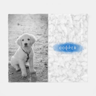 Your Custom Photo & Faux Marble Texture With Blue Fleece Blanket