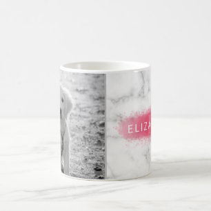 Your Custom Photo & Faux Marble Texture With Pink Coffee Mug