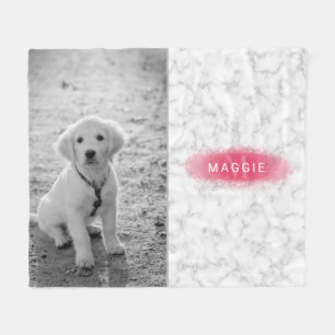 Your Custom Photo & Faux Marble Texture With Pink Fleece Blanket